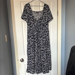 Floral Navy blue and White Dress